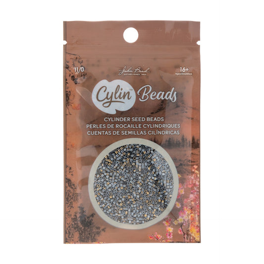 Cylin Bead 11/0 Gilded Halo Antique Silver Seed Beads – 25g Bag | The Pink Bead Shop Canada