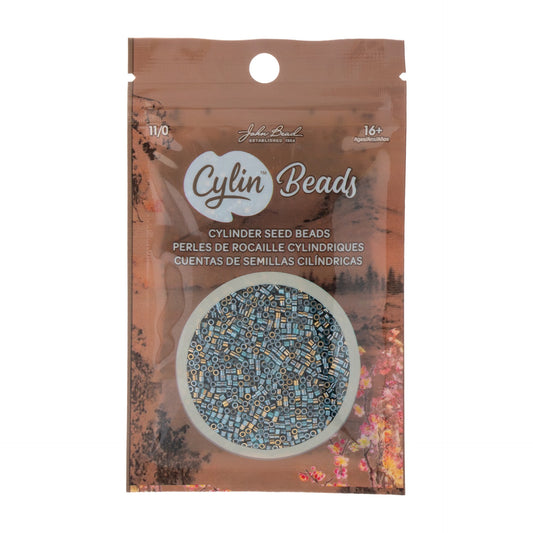 Cylin Bead 11/0 Gilded Halo Frosted Blue Seed Beads – 25g Bag | The Pink Bead Shop Canada