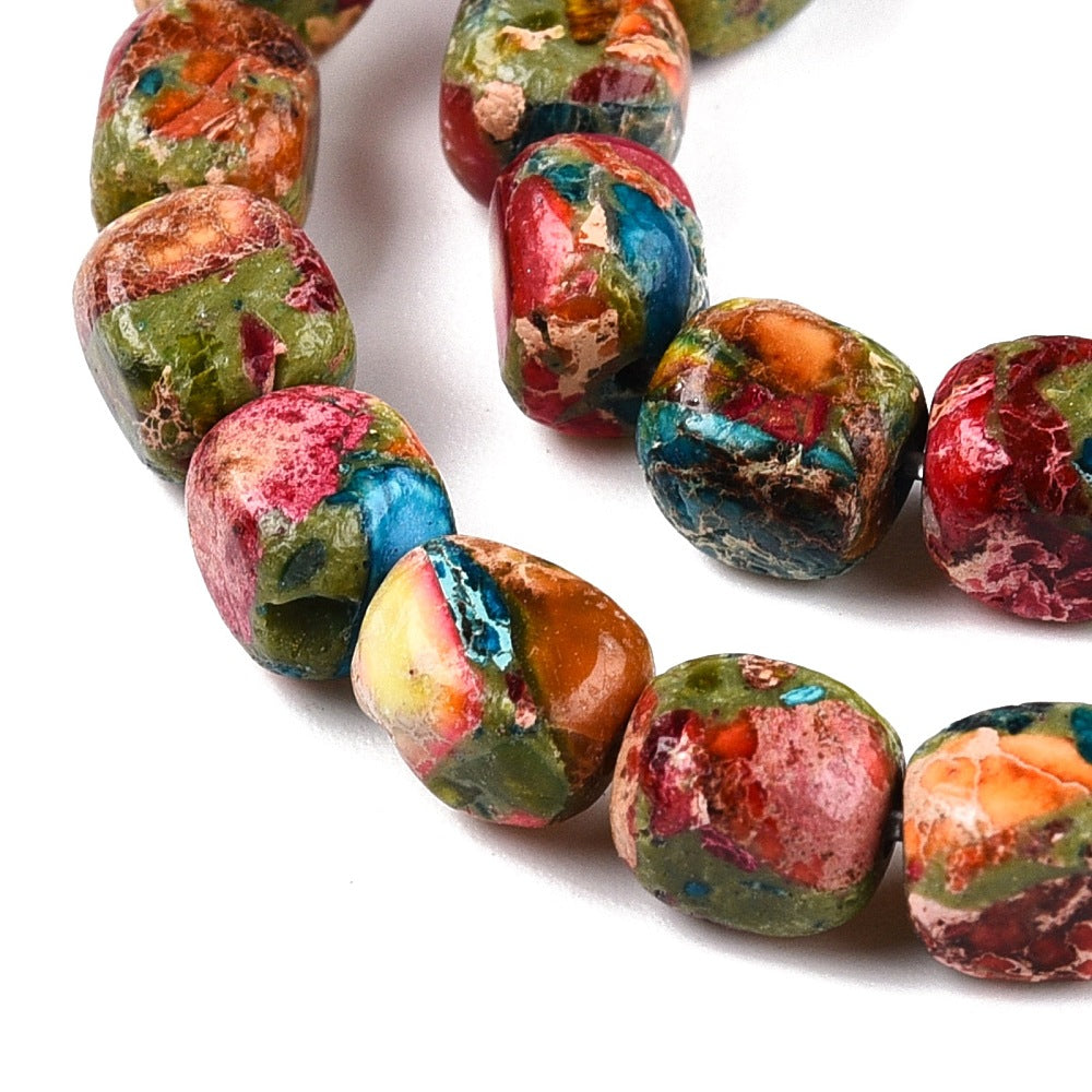 Imperial Jasper Beads  Dyed Cuboid 6.5–7.5x6x5–6mm (53–60pcs/Strand) The Pink Bead Shop