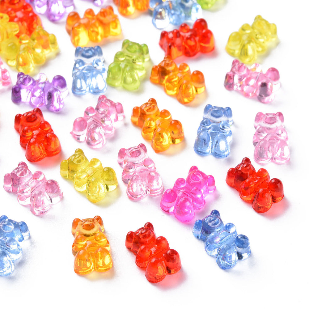 Transparent Gummie Bear Mixed Color Spacer Beads 10Pack