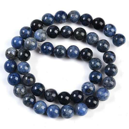 Natural Dumortierite Beads Strands, Round, 8mm