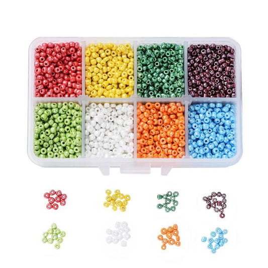 Value Box 8/0 Glass Seed Beads Round Loose Seed Beads, Mixed Color