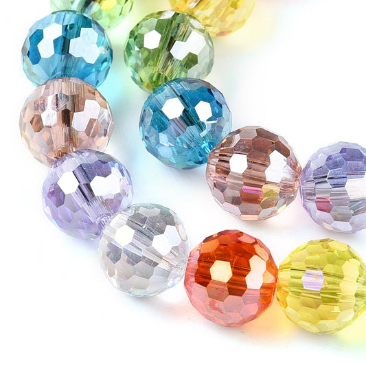 Glass Bead Strands Faceted Colorful 8mm