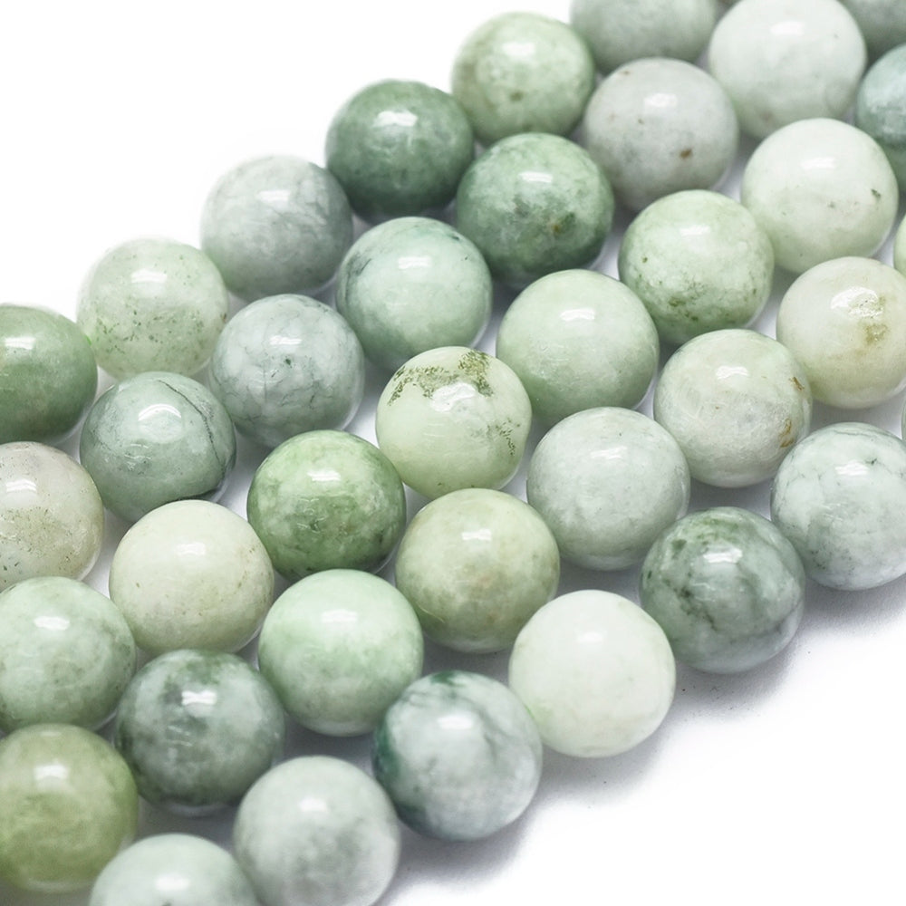 Natural Myanmar Jade/Burmese Jade Beads Strands, Round, 8mm