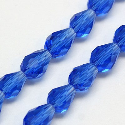 Glass Beads Strands, Faceted, Size: about 8mm wide, 12mm long, hole: 1mm