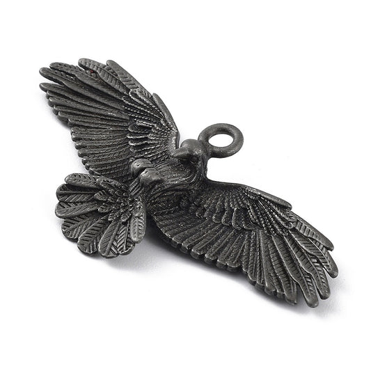 Tibetan Style Alloy Big Pendants, Frosted, Eagle Charm, Antique Silver