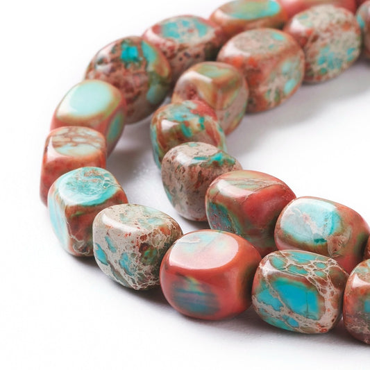 Natural Regalite / Imperial Jasper Beads – Sky Blue, Cuboid 7.5x5.5–6x5–6mm (Approx. 50pcs/Strand) The Pink Bead Shop
