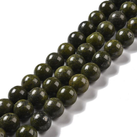 Natural Epidote Beads Strands, Round, 8MM