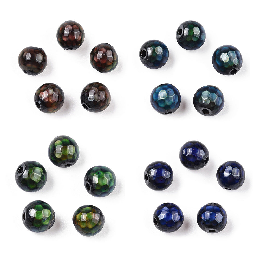 Non-magnetic Hematite Beads, Faceted, Round, Mirage Changing Color Mood Beads Pack of 5