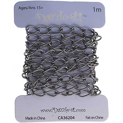Dazzle-it Curb Chain 7x4mm Hematite 1m /Card