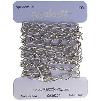 Dazzle-it Curb Chain 7x4mm Rhodium 1m /Card