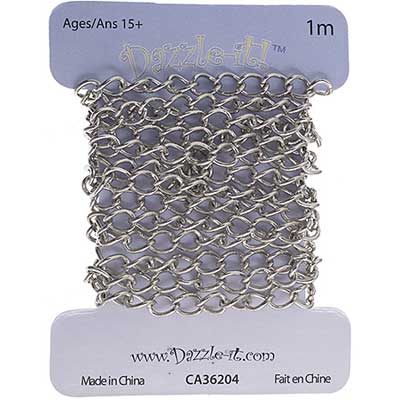Dazzle-it Curb Chain 5x3.5mm Rhodium 1m /Card