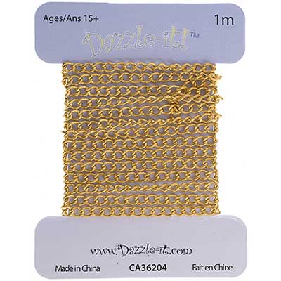 Dazzle-it Curb Chain 3x2mm Brass 1m /Card
