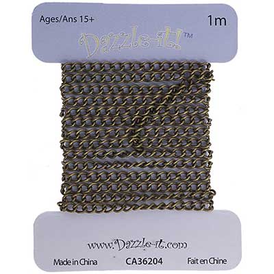 Dazzle-it Curb Chain 3x2mm Antique Brass 1m /Card