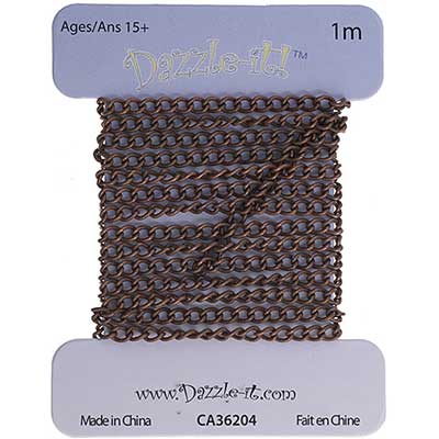 Dazzle-it Curb Chain 3x2mm Antique Copper 1m /Card