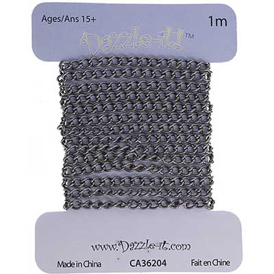 Dazzle-it Curb Chain 3x2mm Hematite 1m /Card