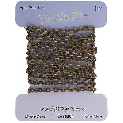 Dazzle-it Rolo Chain 2x2.5mm Antique Brass 1m /Card