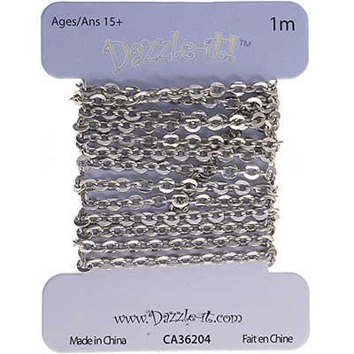 Dazzle-it Rolo Chain 2x2.5mm Rhodium 1m /Card
