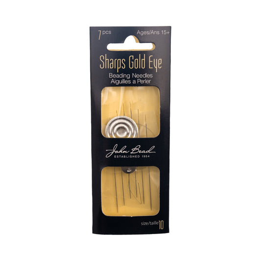 Sharps Gold Eye Beading Needles Size 10 with Threader | The Pink Bead Shop Canada