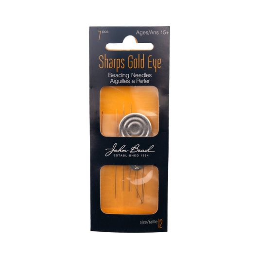 Sharps Gold Eye Beading Needle Size 12 with Threader | The Pink Bead Shop Canada