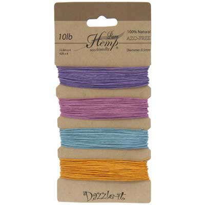 Hemp 100% Natural 0.5mm 10lb 4x41.9ft Pastel Colours