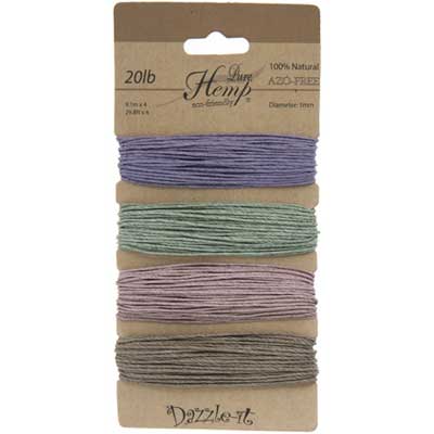 Hemp 100% Natural 1mm 20lb 4x29.9ft Vintage Colours