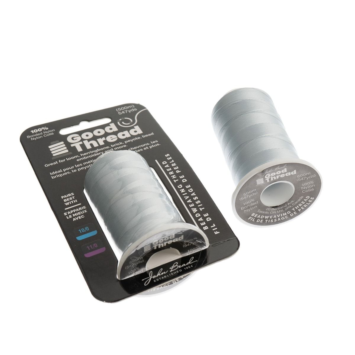 Good Thread 500m Spool Light Grey Bonded | The Pink Bead Shop Canada