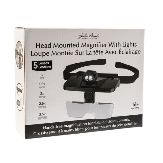 Head Mounted Magnifier With LED Lights 1.0X / 1.5X / 2.0X / 2.5X / 3.5X | The Pink Bead Shop Canada