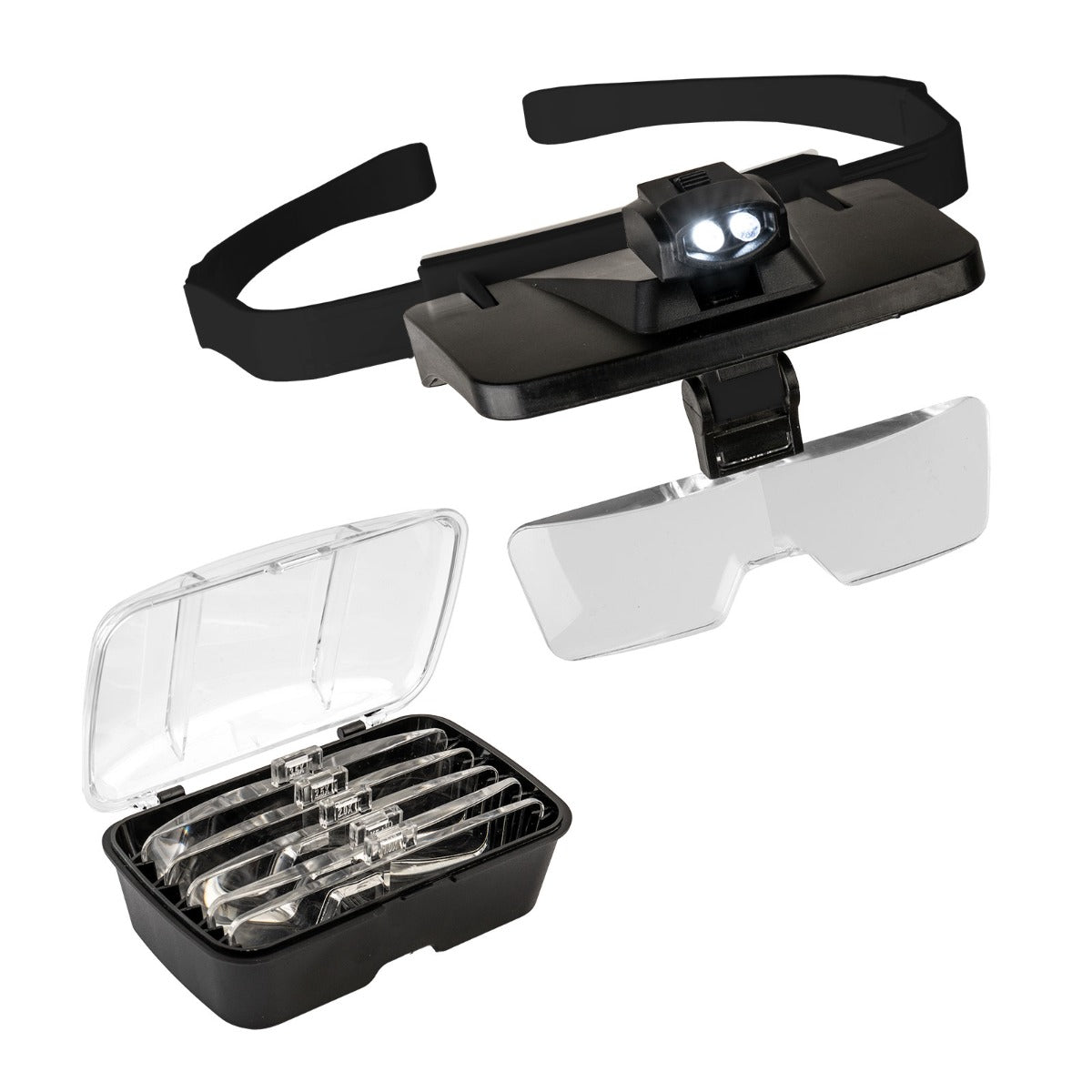 Head Mounted Magnifier With LED Lights 1.0X / 1.5X / 2.0X / 2.5X / 3.5X | The Pink Bead Shop Canada