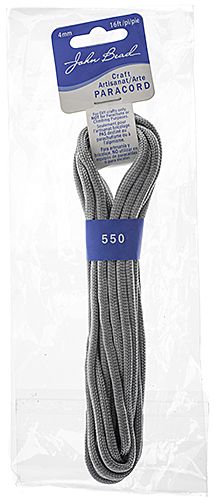Craft Paracord 16ft (4.8m) 4mm Silver | The Pink Bead Shop Canada