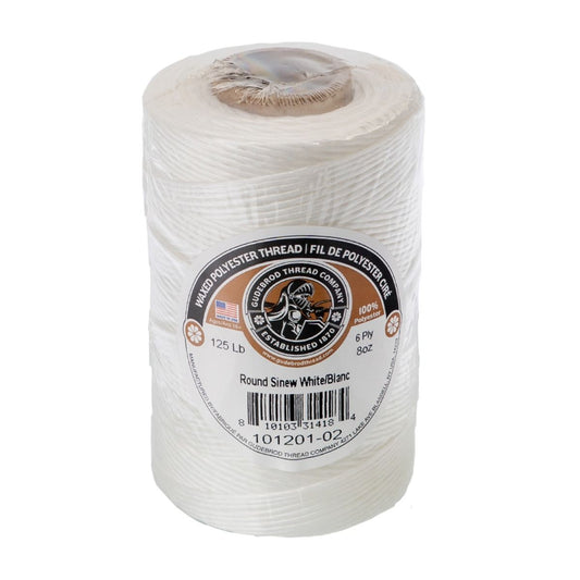 Gudebrod Round Sinew 8oz White 825ft (275yd) Spool | The Pink Bead Shop Canada