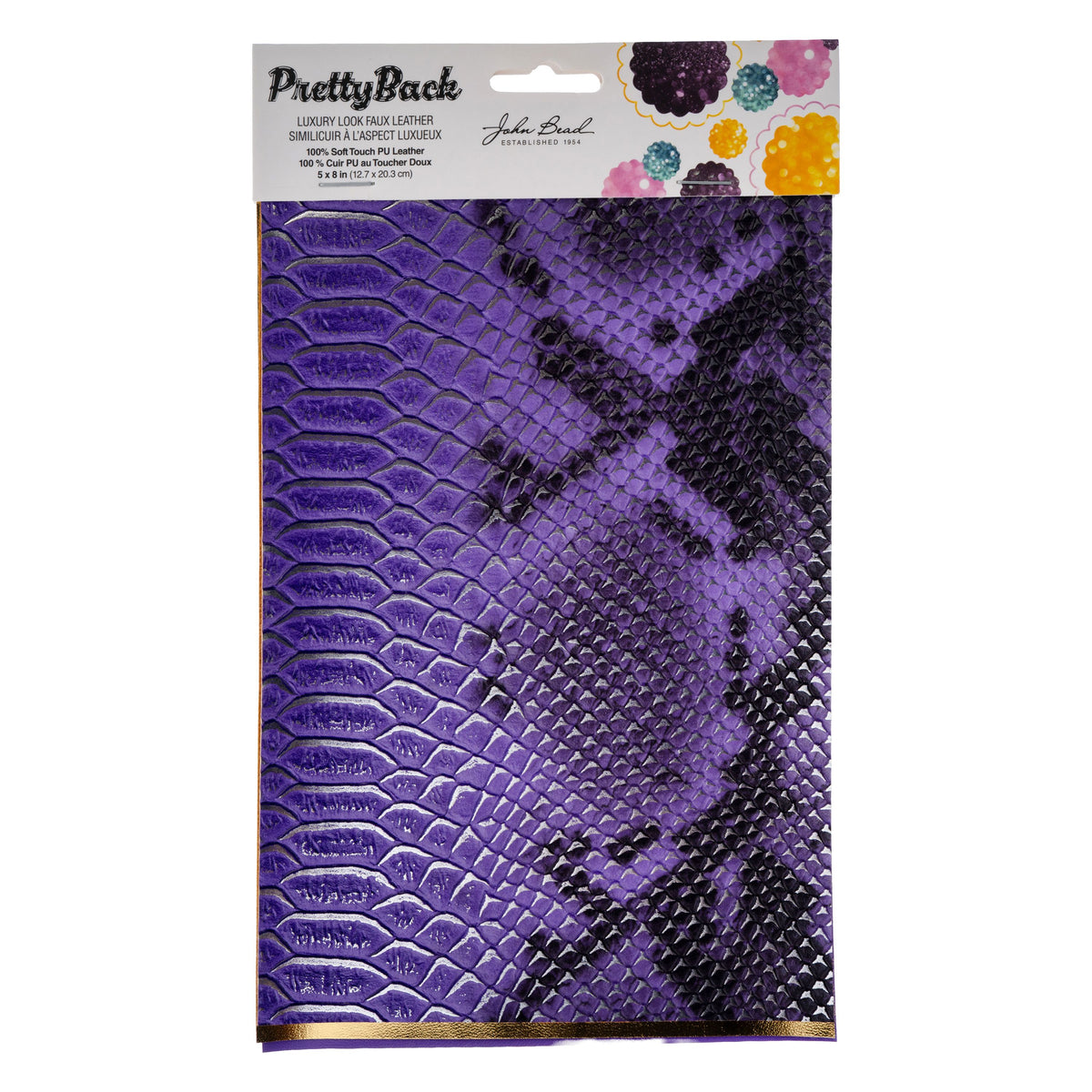 Animal Print Faux Leather Sheets – Purple & Gold – 5x8 Inch – 3 Pack | The Pink Bead Shop Canada