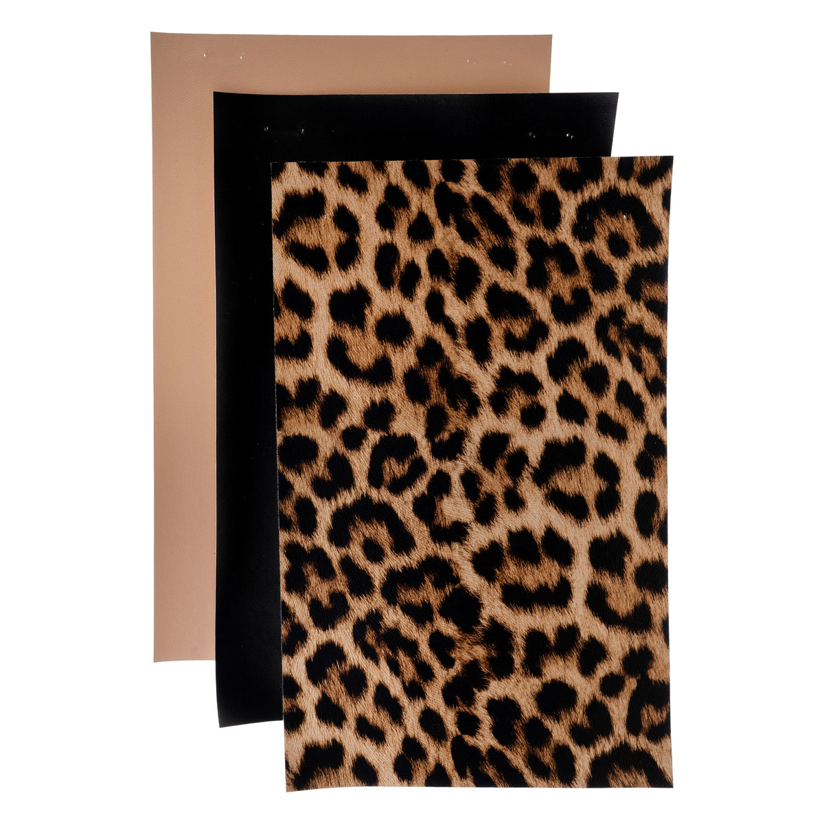 Animal Print Faux Leather Sheets 5x8 Inch – Leopard, Light Brown & Black 3 Pack | The Pink Bead Shop Canada