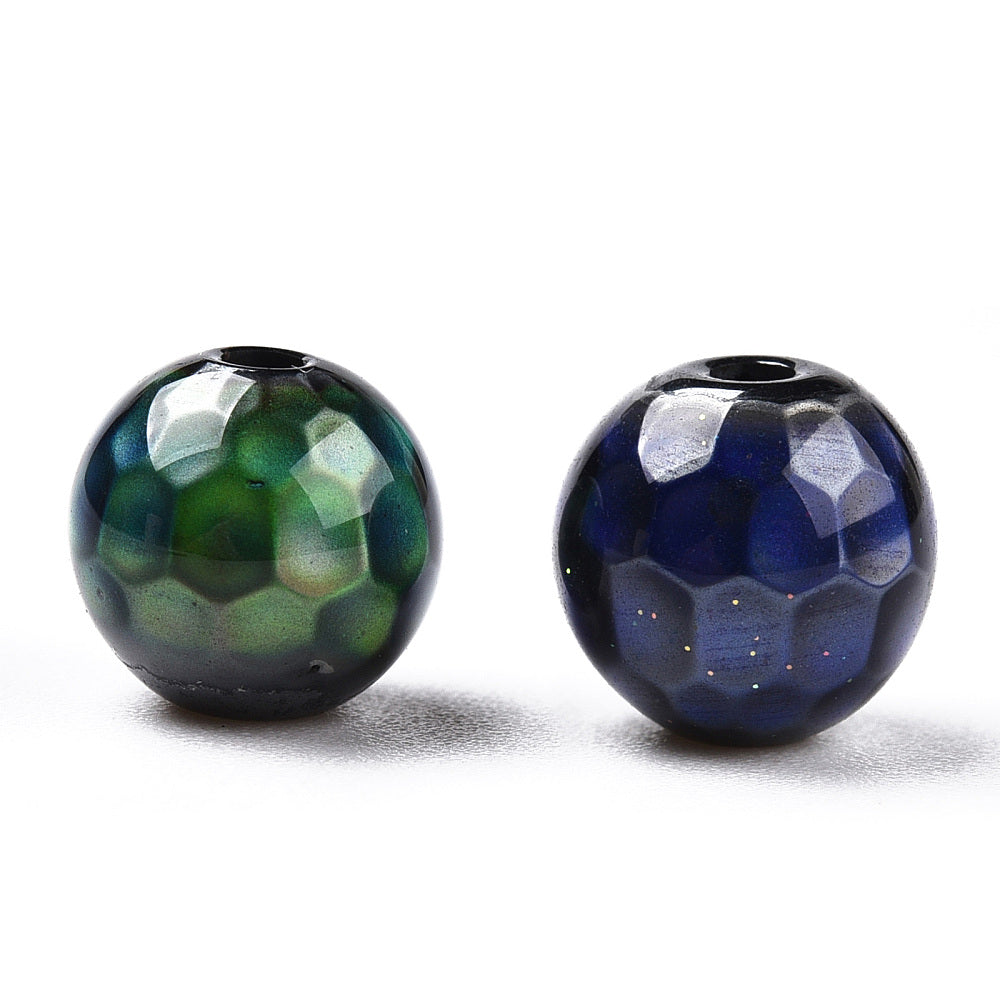 Non-magnetic Hematite Beads, Faceted, Round, Mirage Changing Color Mood Beads Pack of 5