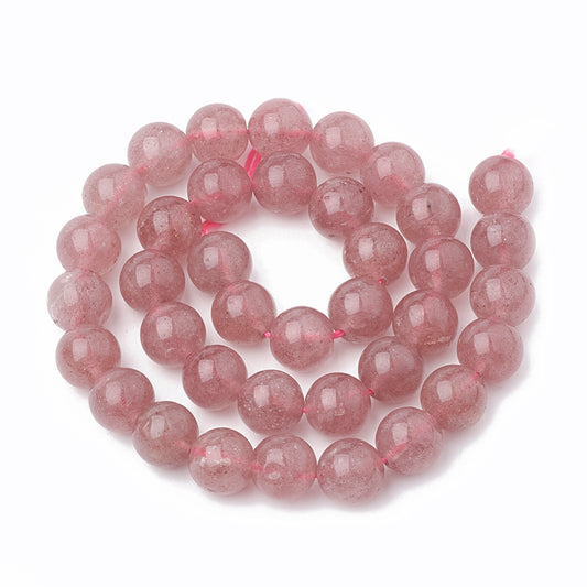 Natural Strawberry Quartz Beads Strands, Round 8mm