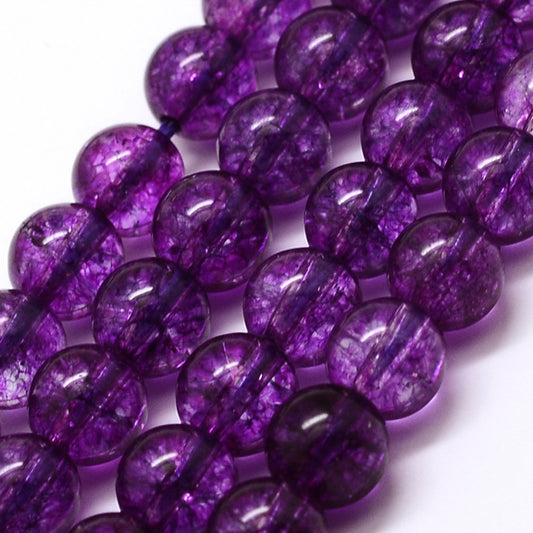 Quartz Crackle Dyed Dark Orchid 8mm Bead Strands