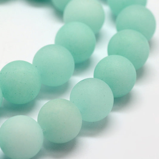 Malaysia Jade (Dyed Quartz) Frosted 8mm Pale Turquoise
