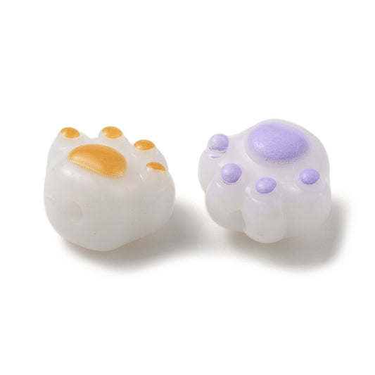 Cat Paws Acrylic Beads Mixed Color Bulk