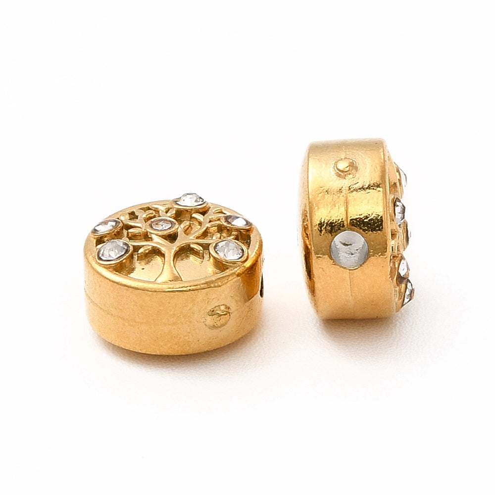 Tree Of Life Stainless Steel Spacer Beads 2 Pack 18K Gold Plated