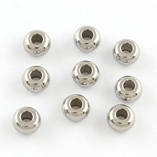 Tarnish Resistant 201 Stainless Steel Rondelle Spacer Beads, Stainless Steel Color 20 Pack