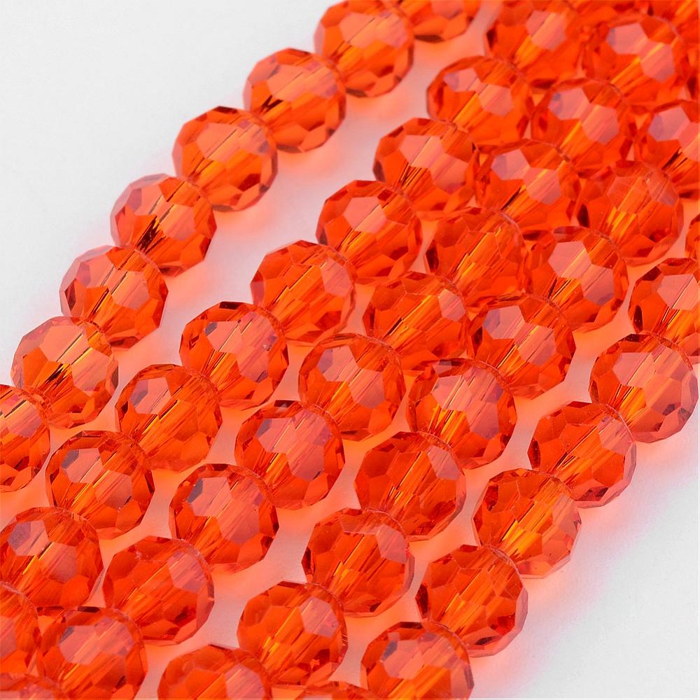 Transparent Glass Bead Strands, Imitation Austrian Crystal, Faceted (32 Facets), Round Assorted Colors