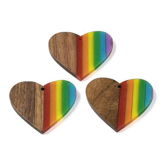 Heart Rainbow Resin Pendants 2 Pack