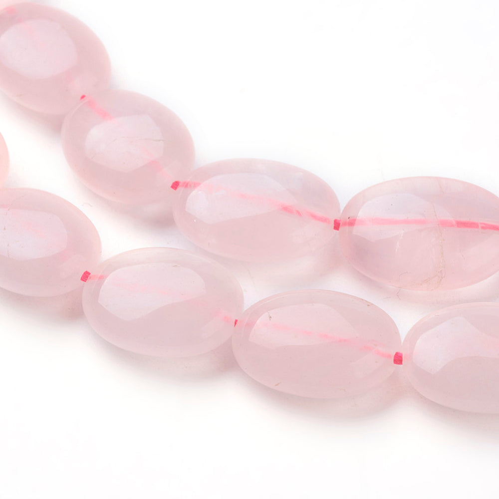 Natural Rose Quartz Beads Strands, Oval, Size: about 12mm wide, 16mm long, 6mm thick