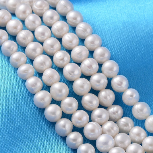 Natural Cultured Freshwater Pearl Beads Strands, Potato, Creamy White Size: about 7~8mm