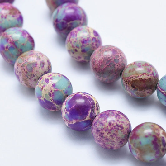 Natural Imperial Jasper Beads Strands, 8mm Blue Violet