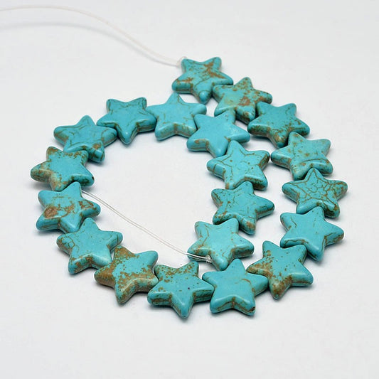 Synthetic Turquoise Star Bead Strands