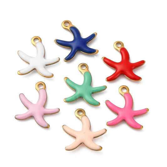 Starfish 304 Stainless Steel  Charms 5pk