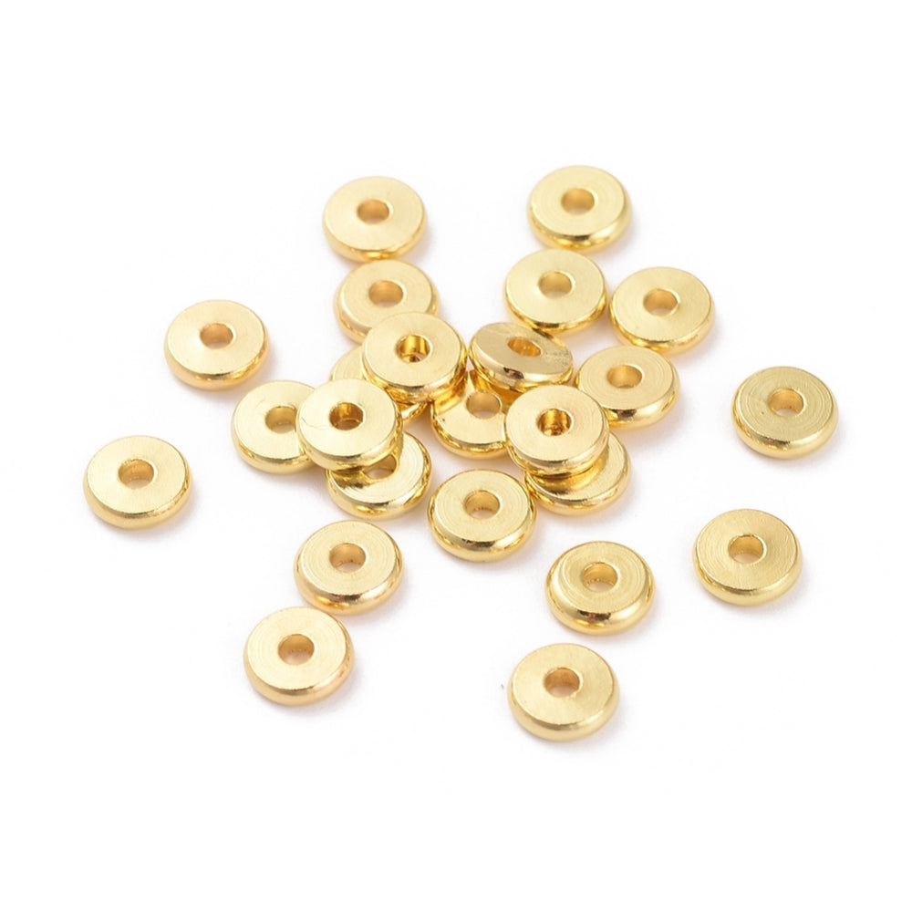 Brass Spacer Beads, Disc, Golden 50Pk 6mm