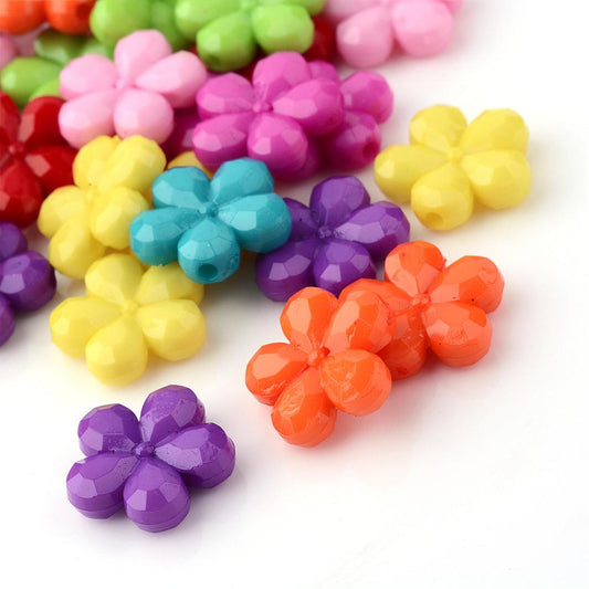 Acrylic Flower Acrylic Beads Faceted Mix Color Bulk