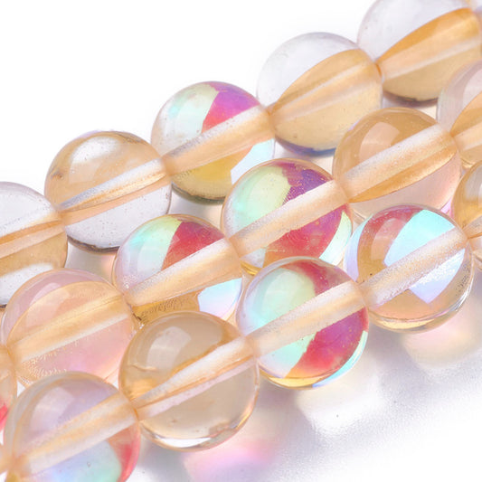 Mermaid Glass Peach 8mm Half Ab Plated